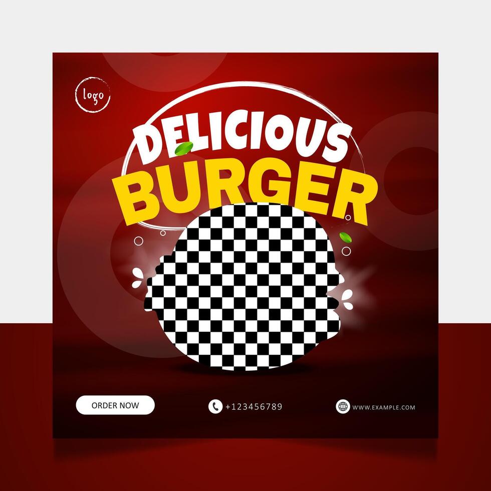 hamburguesa rápido comida social medios de comunicación promoción enviar bandera modelo vector