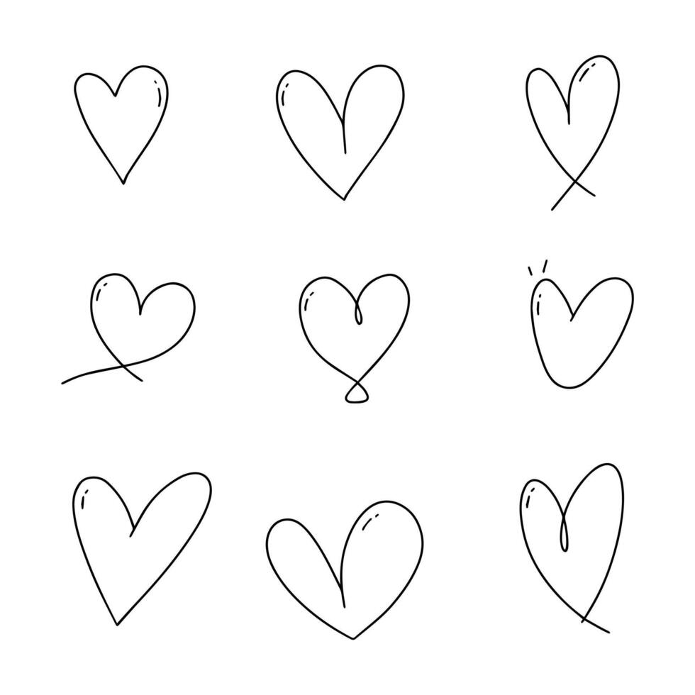 Love heart doodle line vector illustration