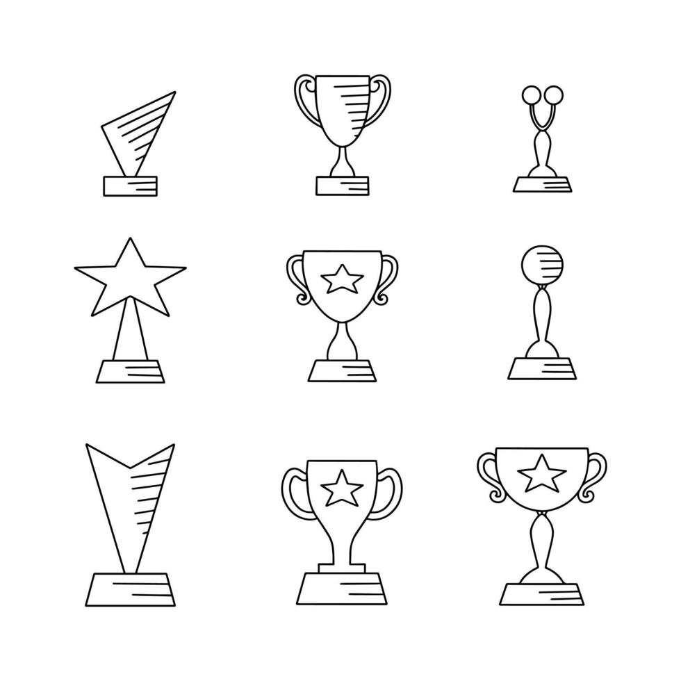 Trophy doodle line vector illustration