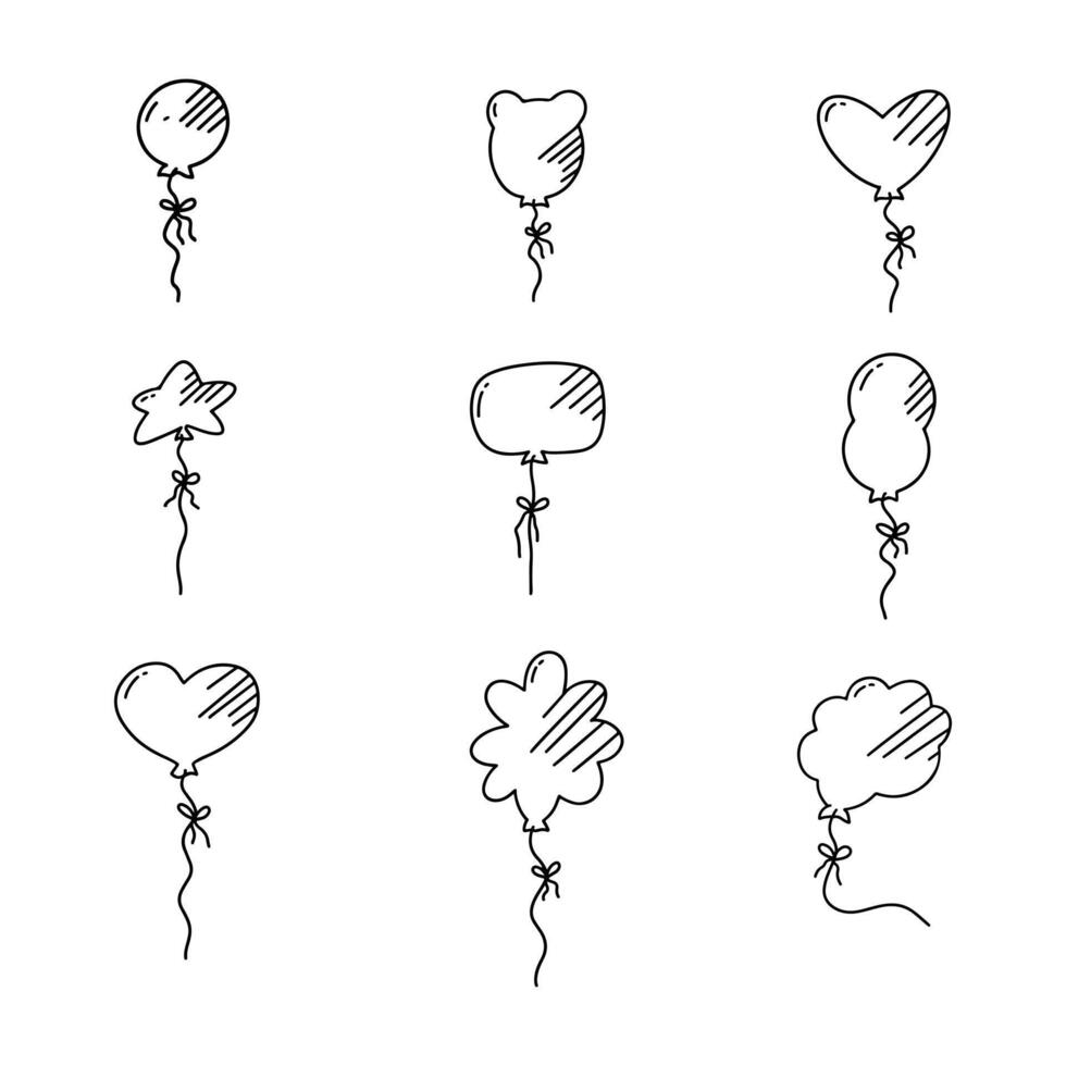 Balloon doodle line vector illustration