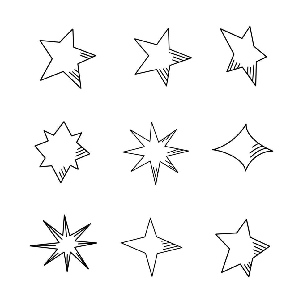 estrellas garabatear línea vector ilustración
