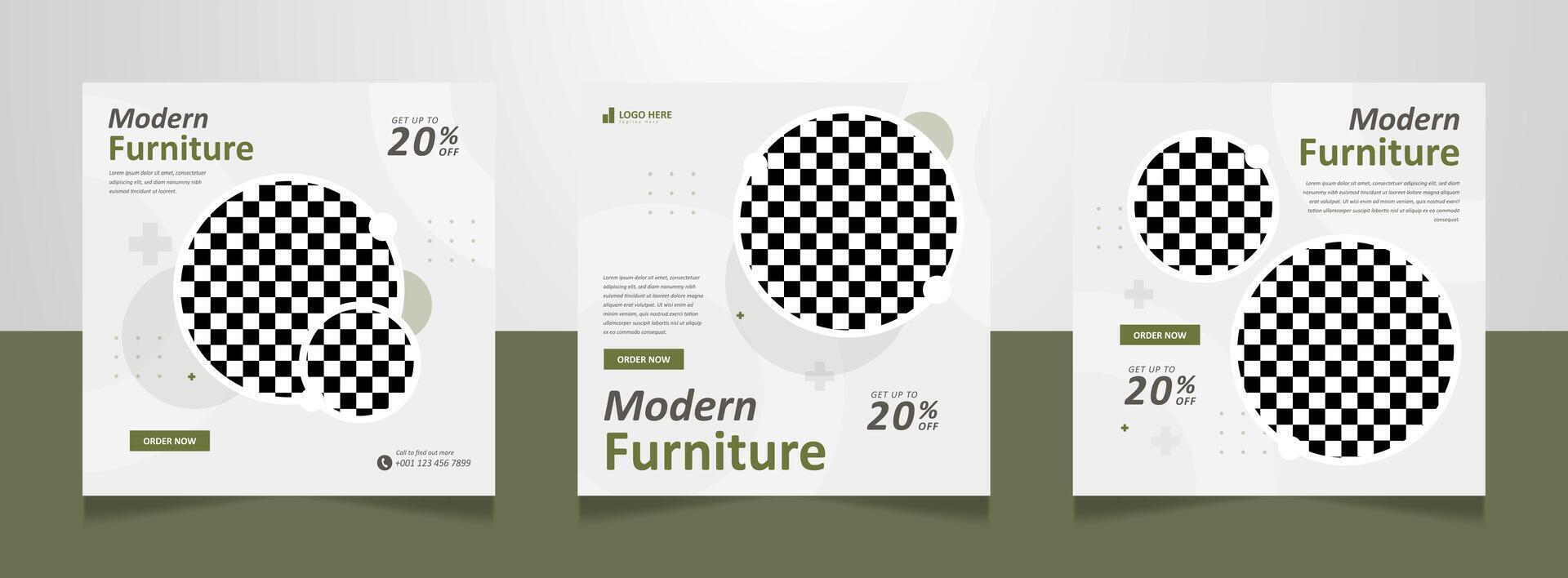 Modern furniture social media feed post banner vector