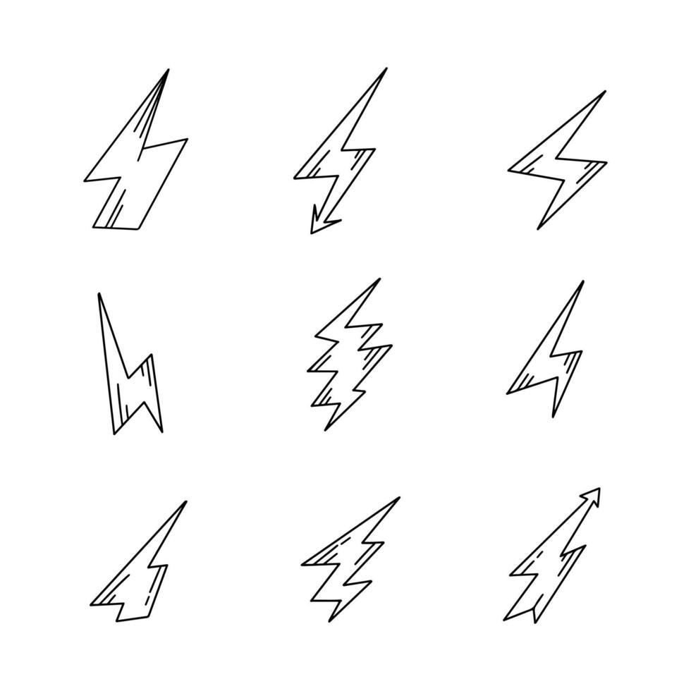 Thunder doodle line vector illustration