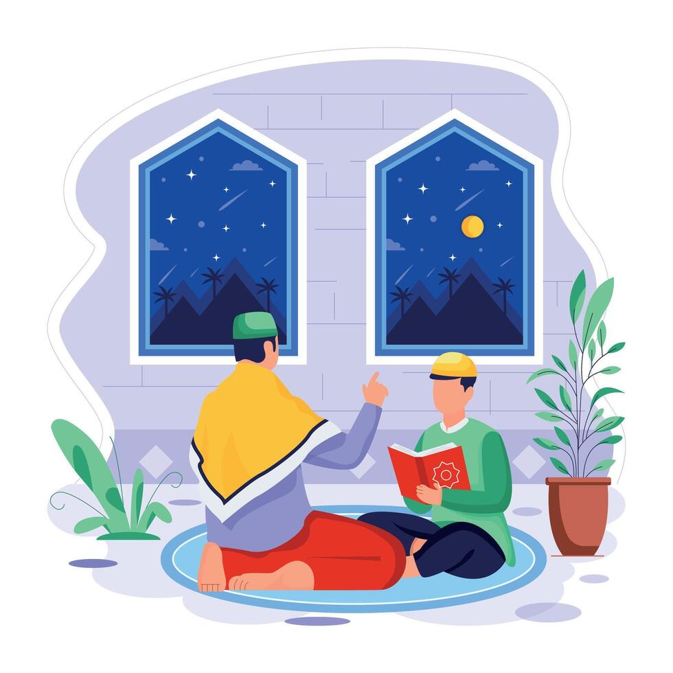 Ramadan Traditions Flat Character Illustrations vector