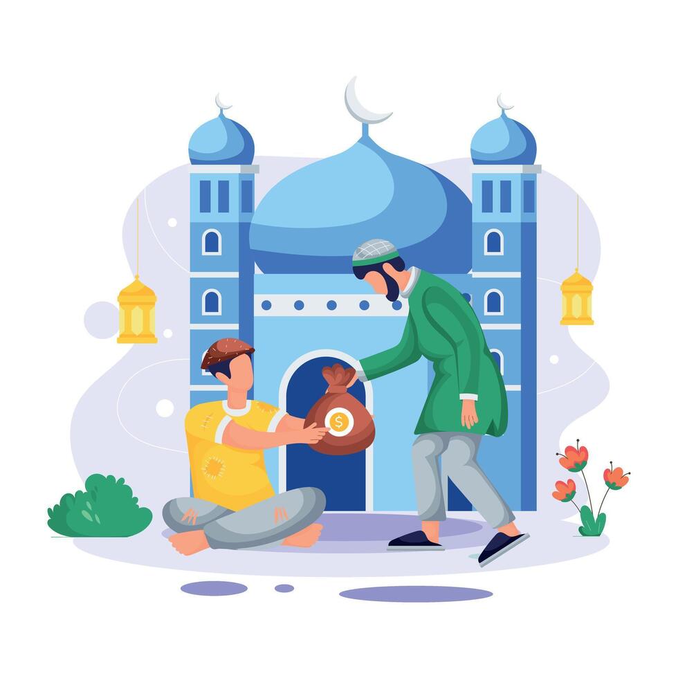 Ramadan Traditions Flat Character Illustrations vector
