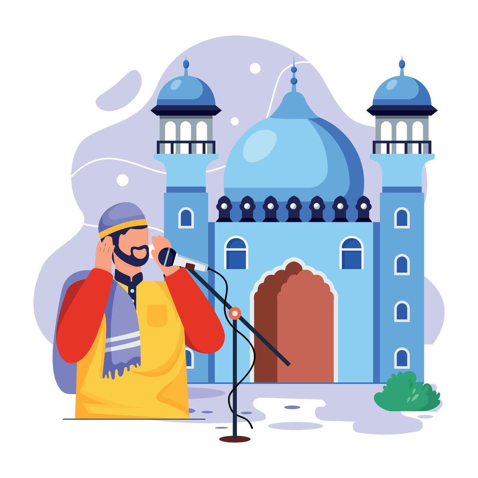 Muslim Rituals Flat Character Illustrations vector