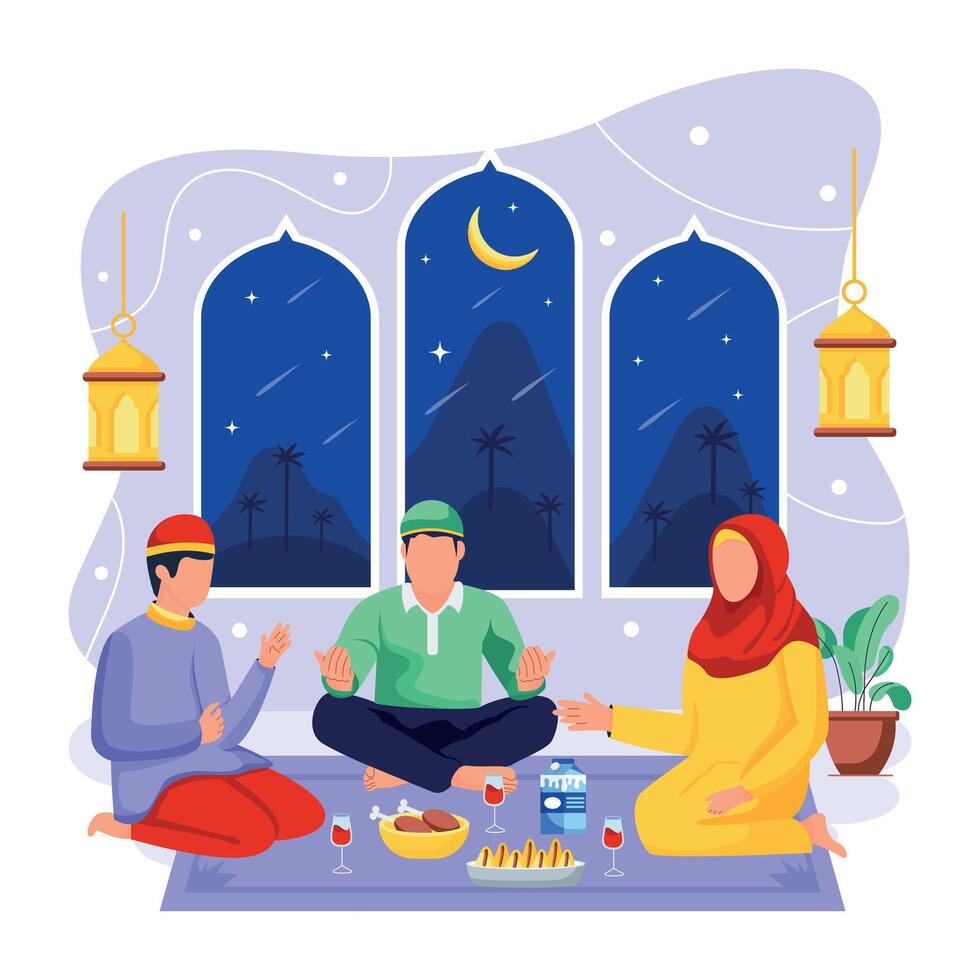 Muslim Rituals Flat Character Illustrations vector