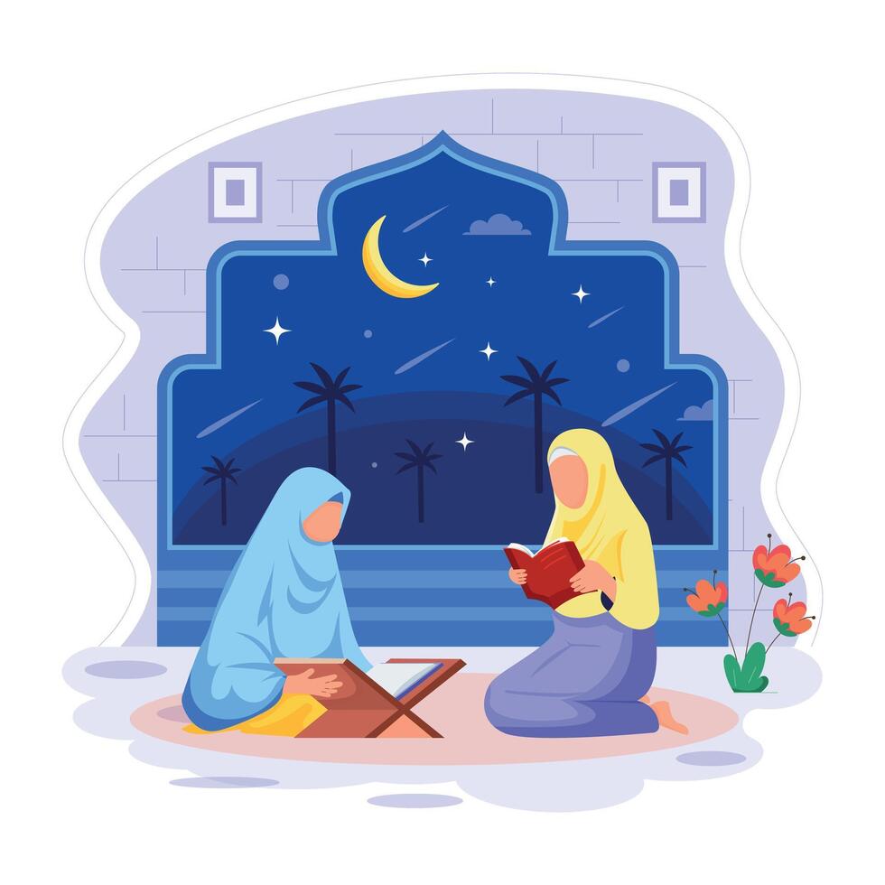 Ramadan Traditions Flat Character Illustrations vector