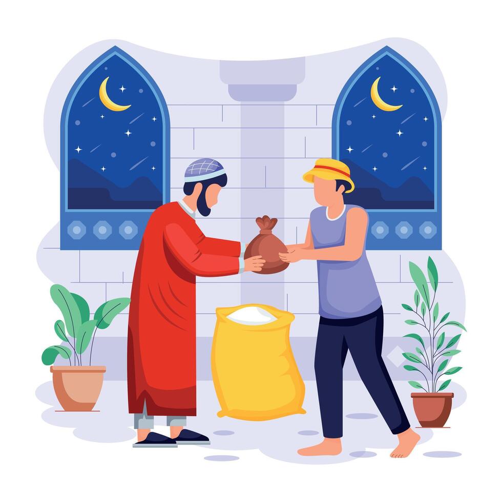 Muslim Rituals Flat Character Illustrations vector