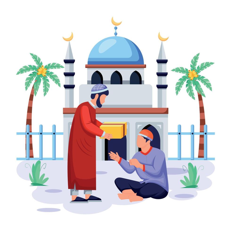 Muslim Rituals Flat Character Illustrations vector