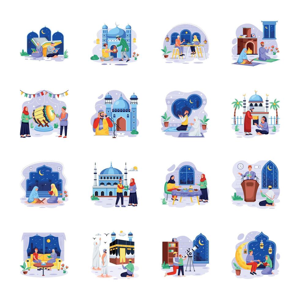 Ramadan Flat Character Illustrations vector