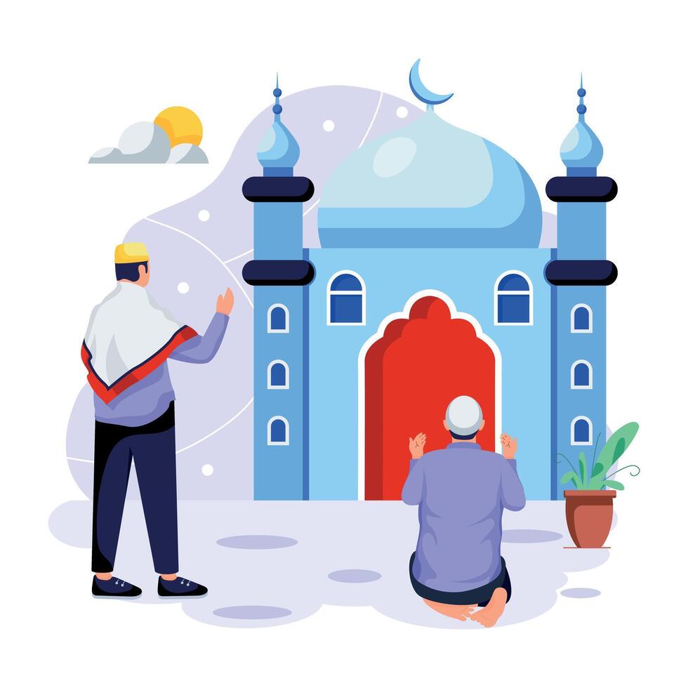 Muslim Rituals Flat Character Illustrations vector