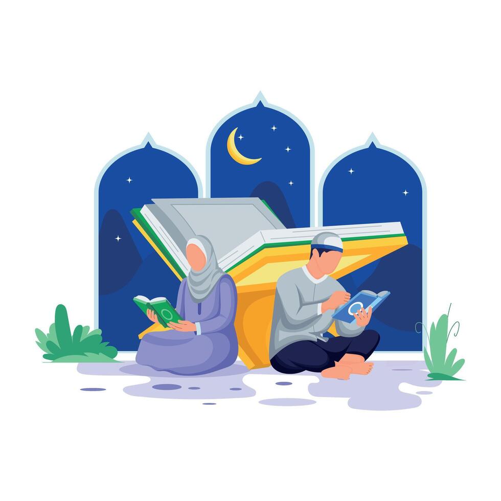 Ramadan Traditions Flat Character Illustrations vector