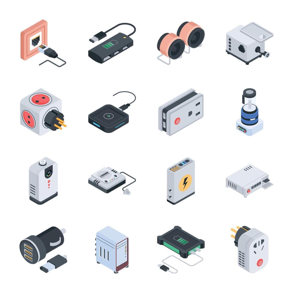 Home Appliances and Gadgets Isometric Icons vector