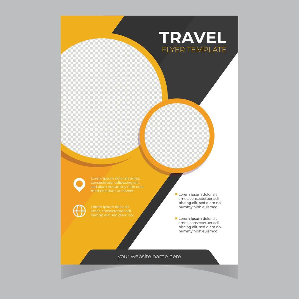 cartel de viaje o folleto de folleto espacio de diseño de diseño de folleto para el fondo de la foto. plantilla de volante de viaje amarillo para agencia de viajes vector