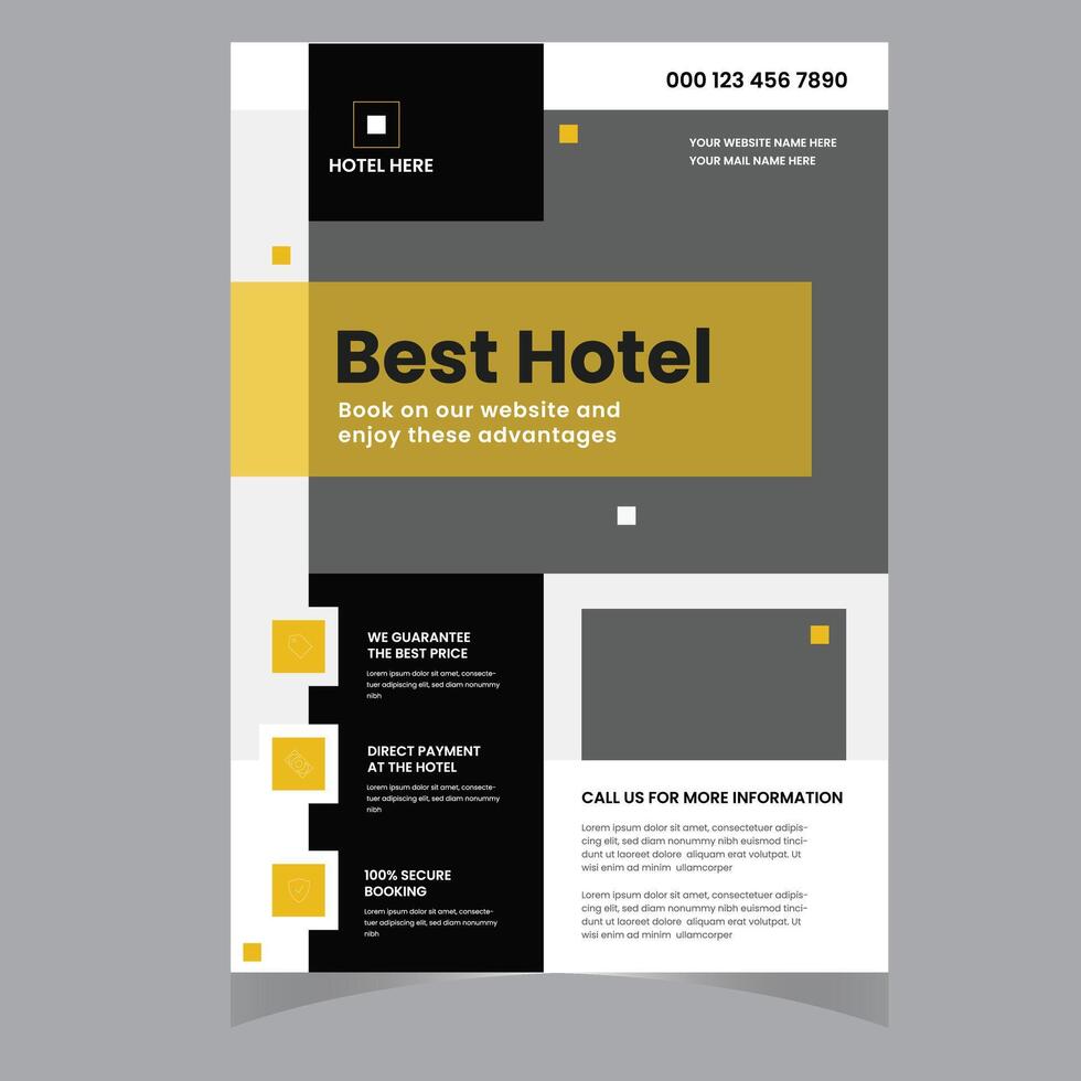 Hotel service flyer template, Best hotel service flyer template design, hotel flyer  poster leaflet design. cover, poster, a4 size, brochure, flyer, print ready vector