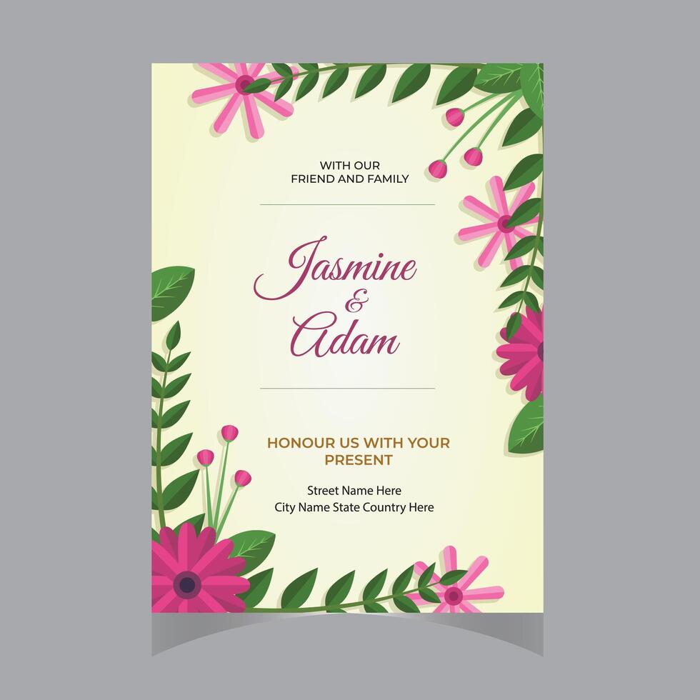 Boda tarjeta o invitación con resumen floral antecedentes. saludo tarjeta en grunge o retro estilo. elegancia modelo con flores rosas, floral ilustración en Clásico estilo enamorado. clásico. vector