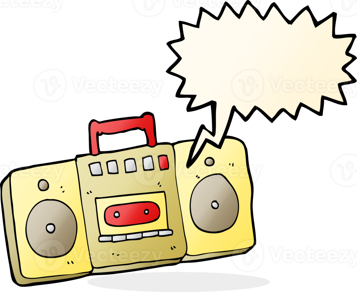 cartoon radio cassette player with speech bubble 39937257 PNG
