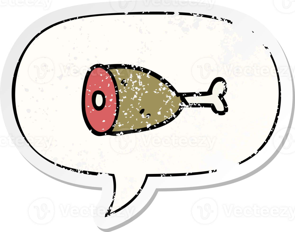 cartoon meat with speech bubble distressed distressed old sticker png