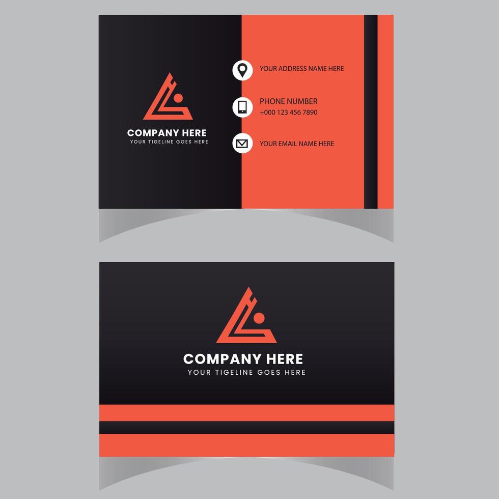 Modern business card template red black colors. Flat design vector abstract creative - Vector