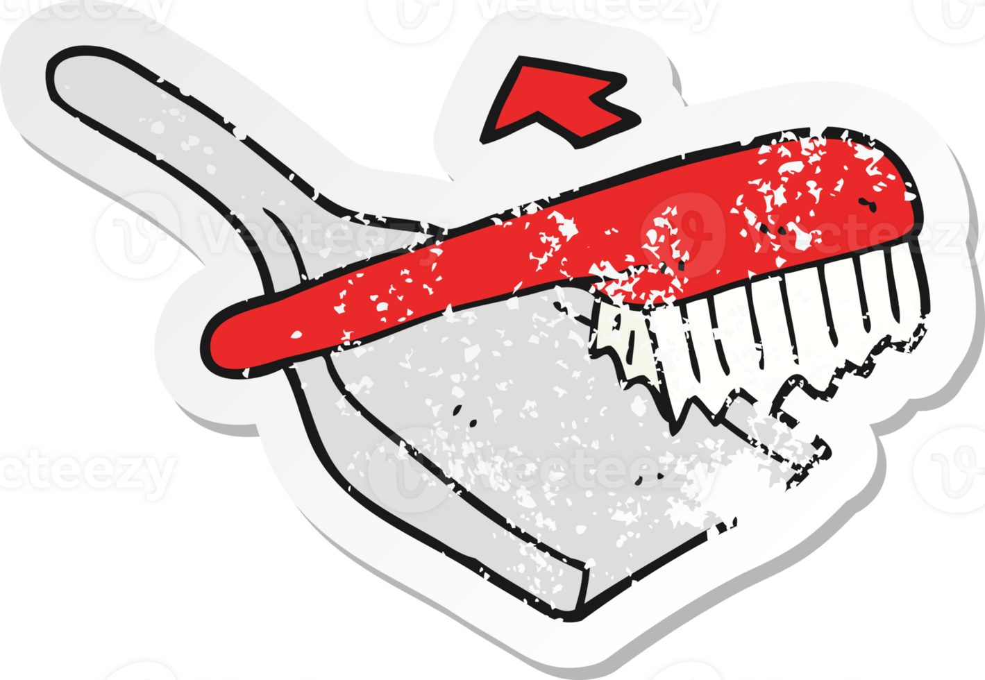 retro distressed sticker of a cartoon dust pan and brush png