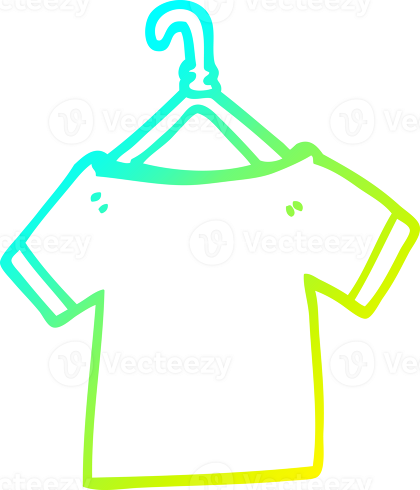cold gradient line drawing of a cartoon t shirt on hanger png