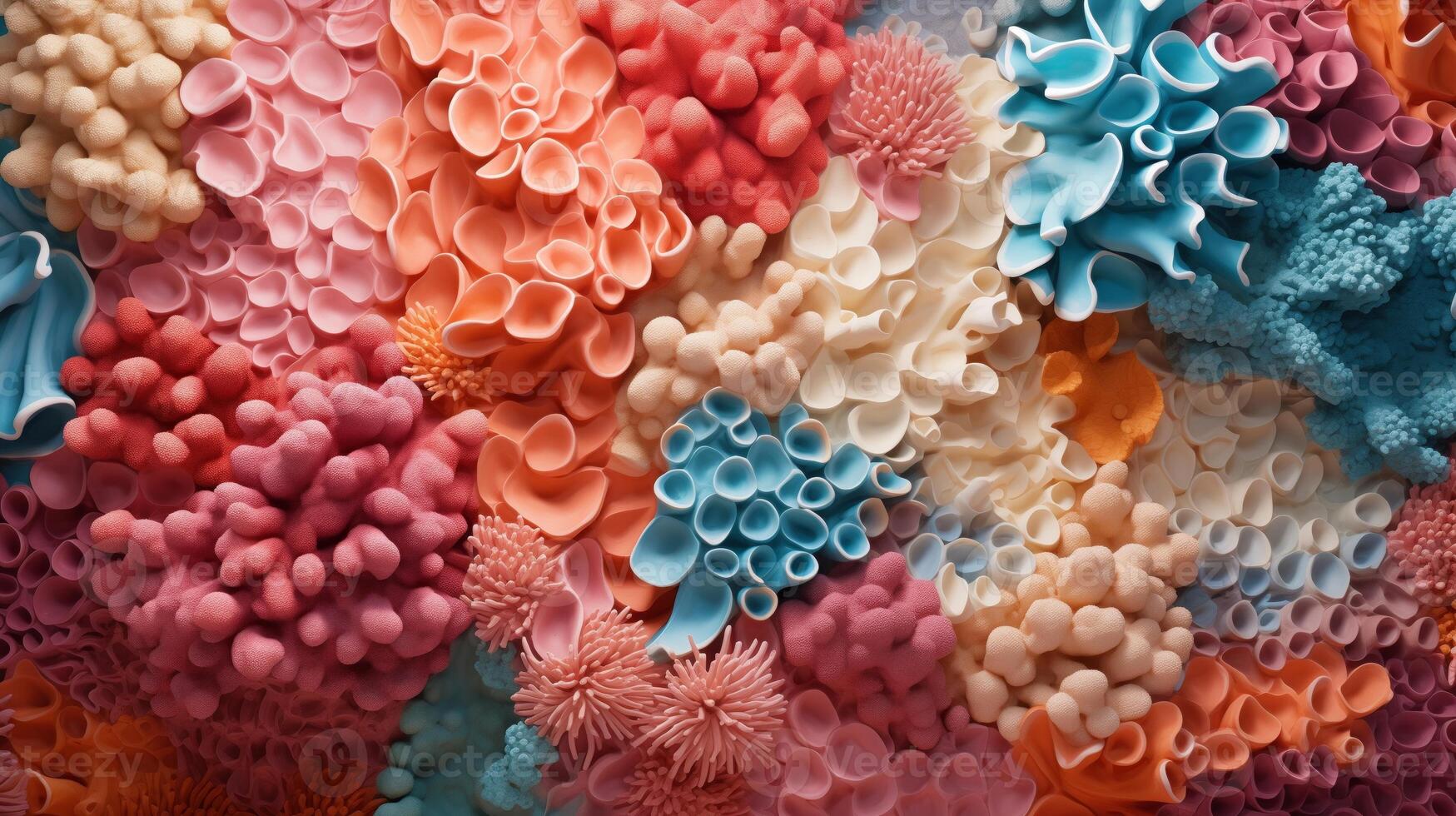 AI generated Coral Reef Texture background Highly Detailed. Abstract marine ecosystem. photo