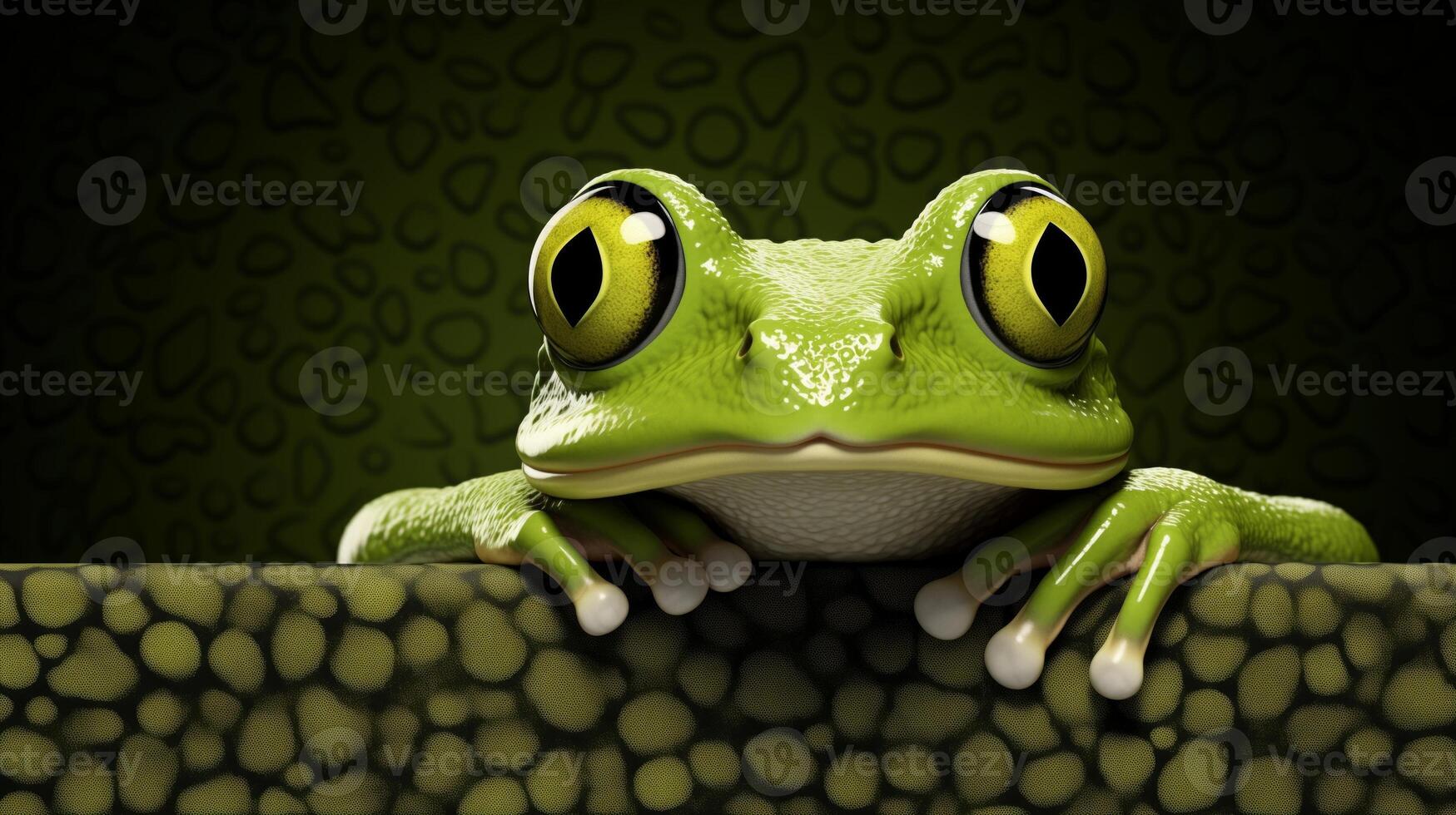 AI generated Frog peeking out photo