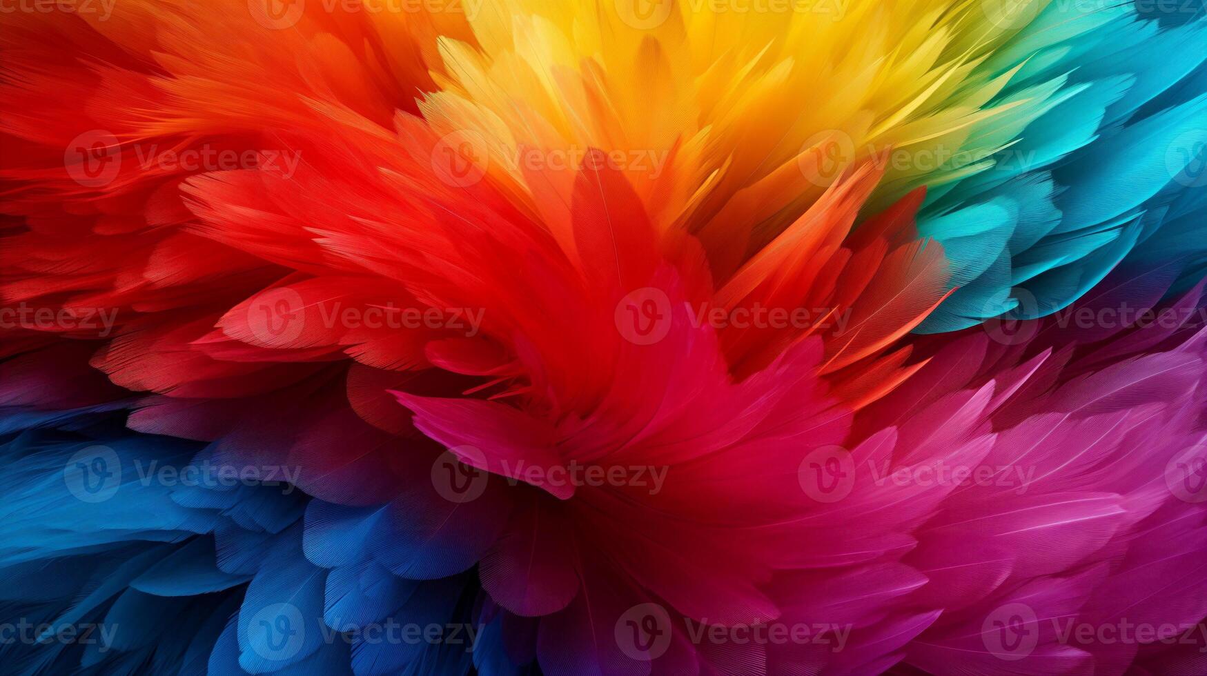 AI generated Rainbow Fluffy Feathers Abstract Texture background Highly Detailed photo