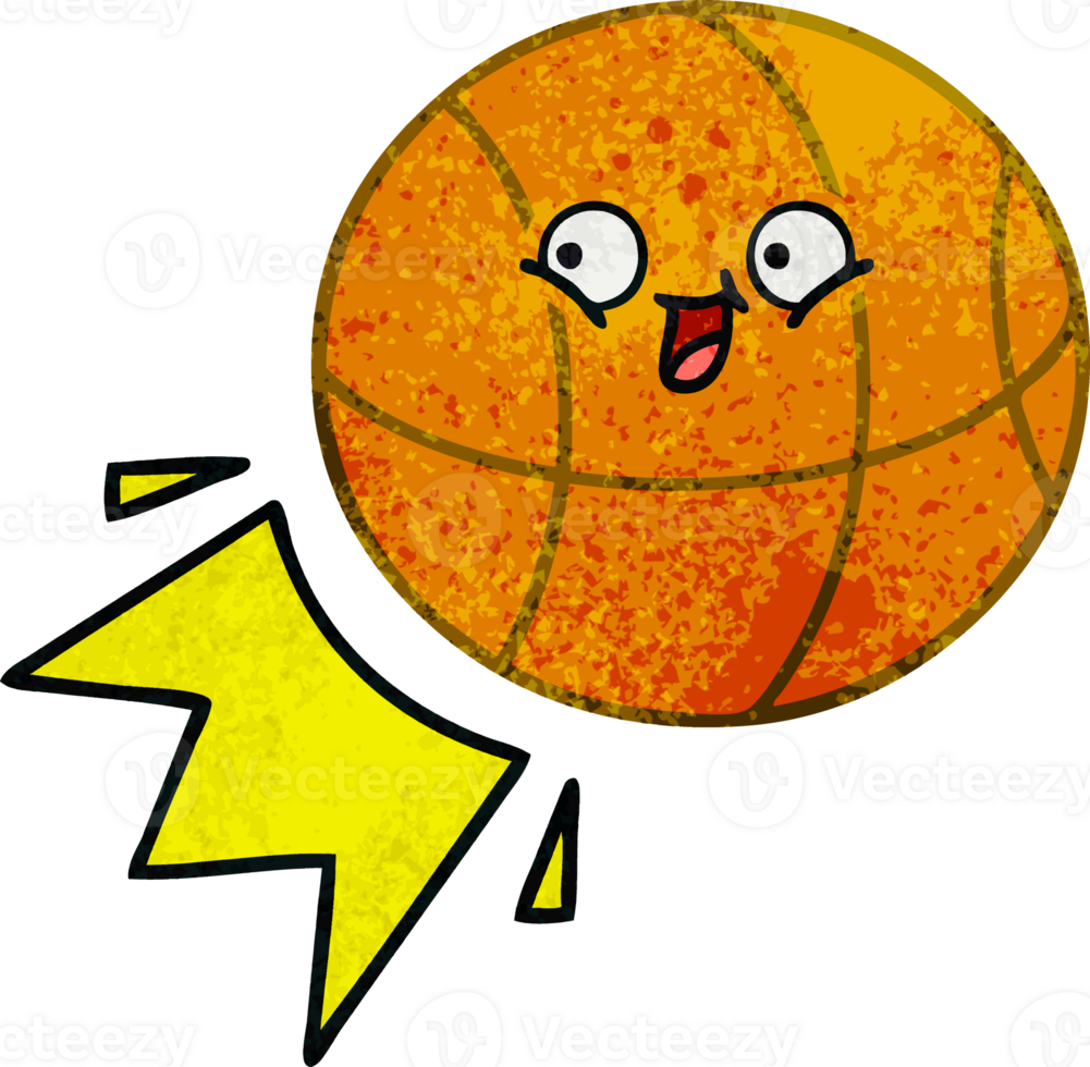 retro grunge texture cartoon of a basketball png