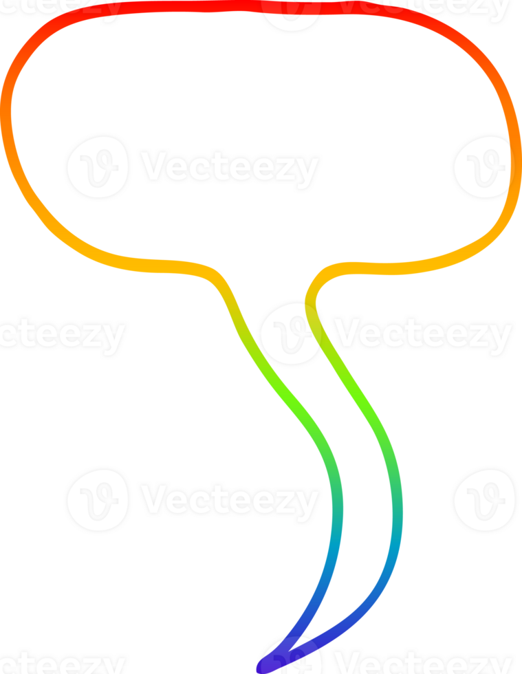 rainbow gradient line drawing of a cartoon speech bubble png