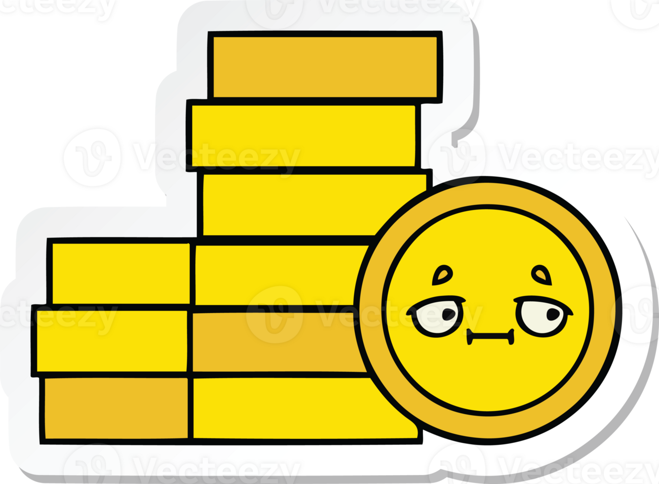 sticker of a cute cartoon coins png