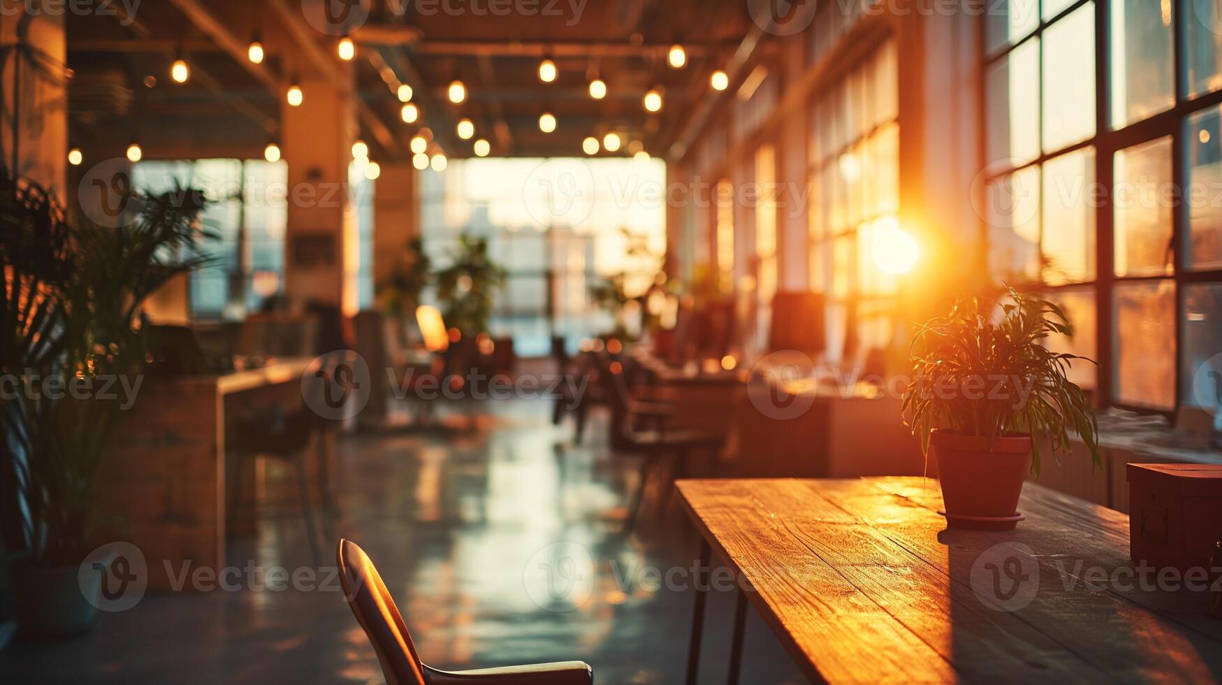 AI generated Office Interior with Reflective Glass Partitions, Contemporary Workspace Design, Blurred Concept of Corporate Business Environment photo