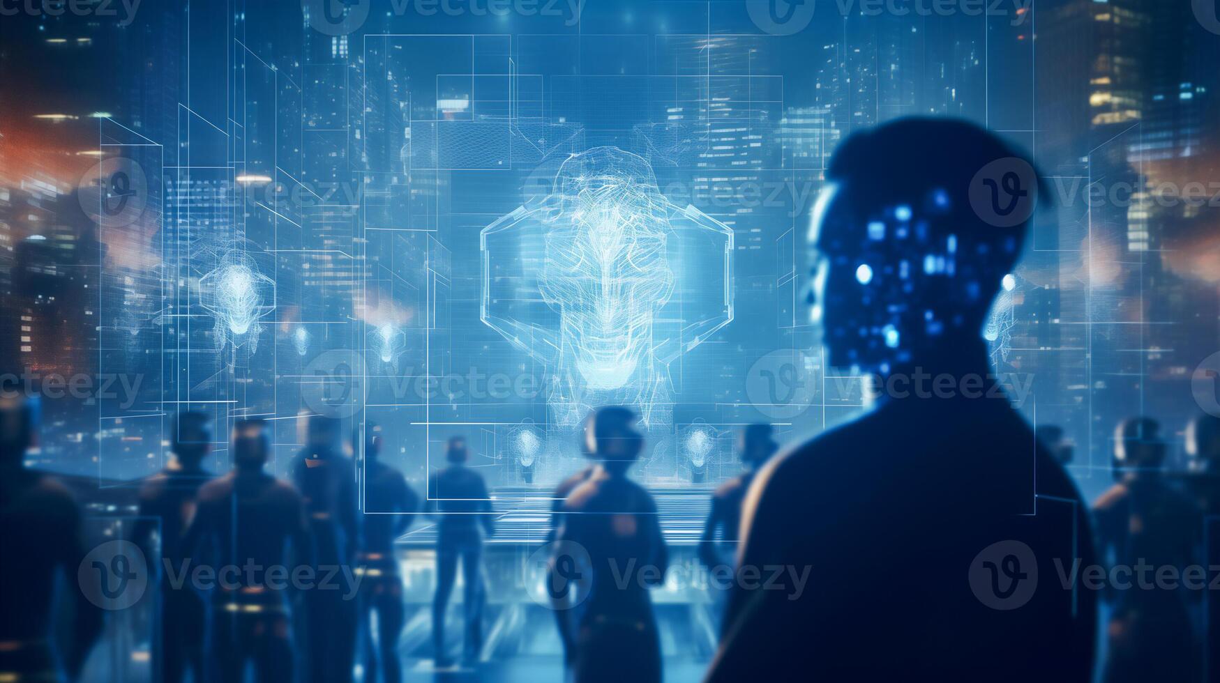 AI generated Cyberspace of future. Science and innovation of technology photo