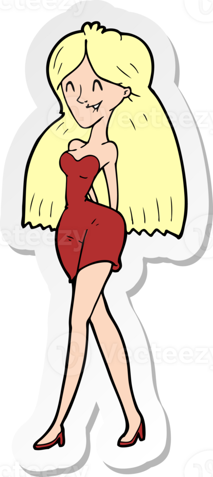 sticker of a cartoon woman in dress png
