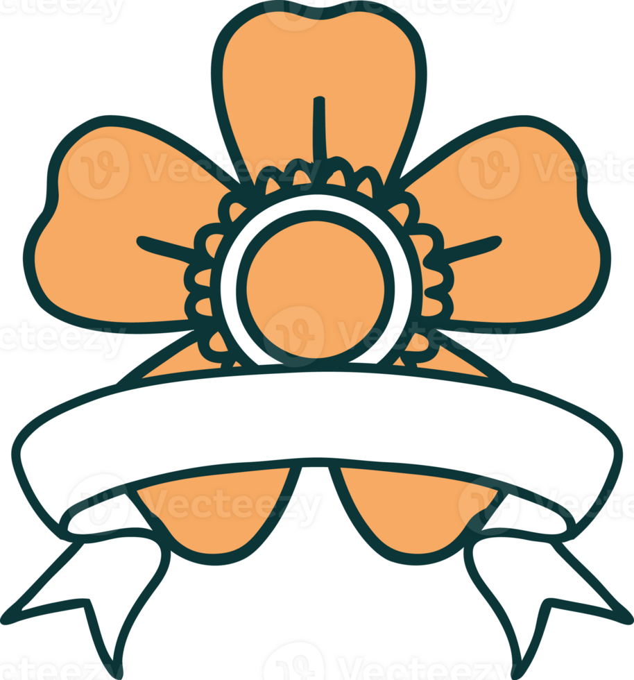 traditional tattoo with banner of a flower png
