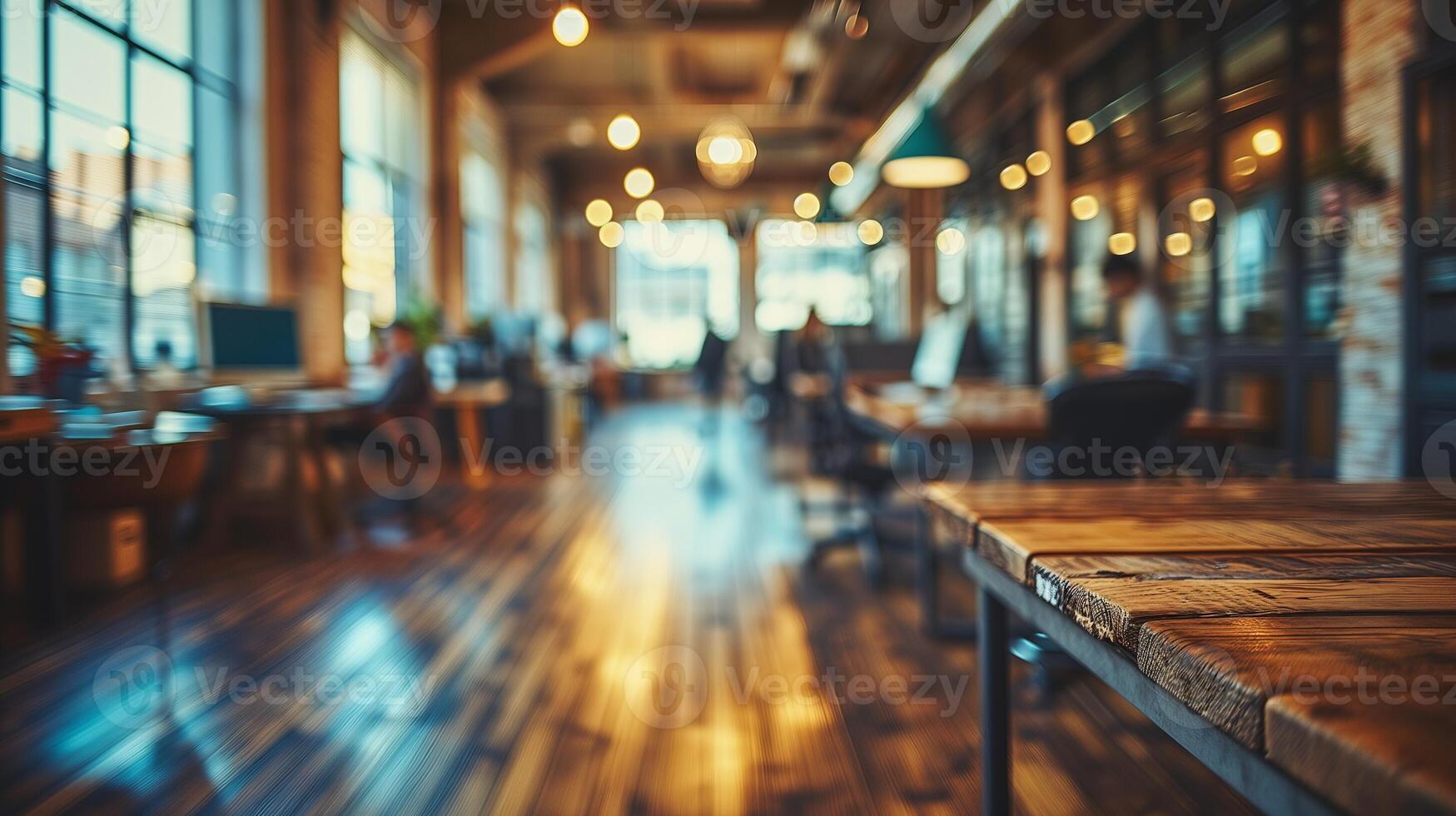 AI generated Office Interior with Reflective Glass Partitions, Contemporary Workspace Design, Blurred Concept of Corporate Business Environment photo