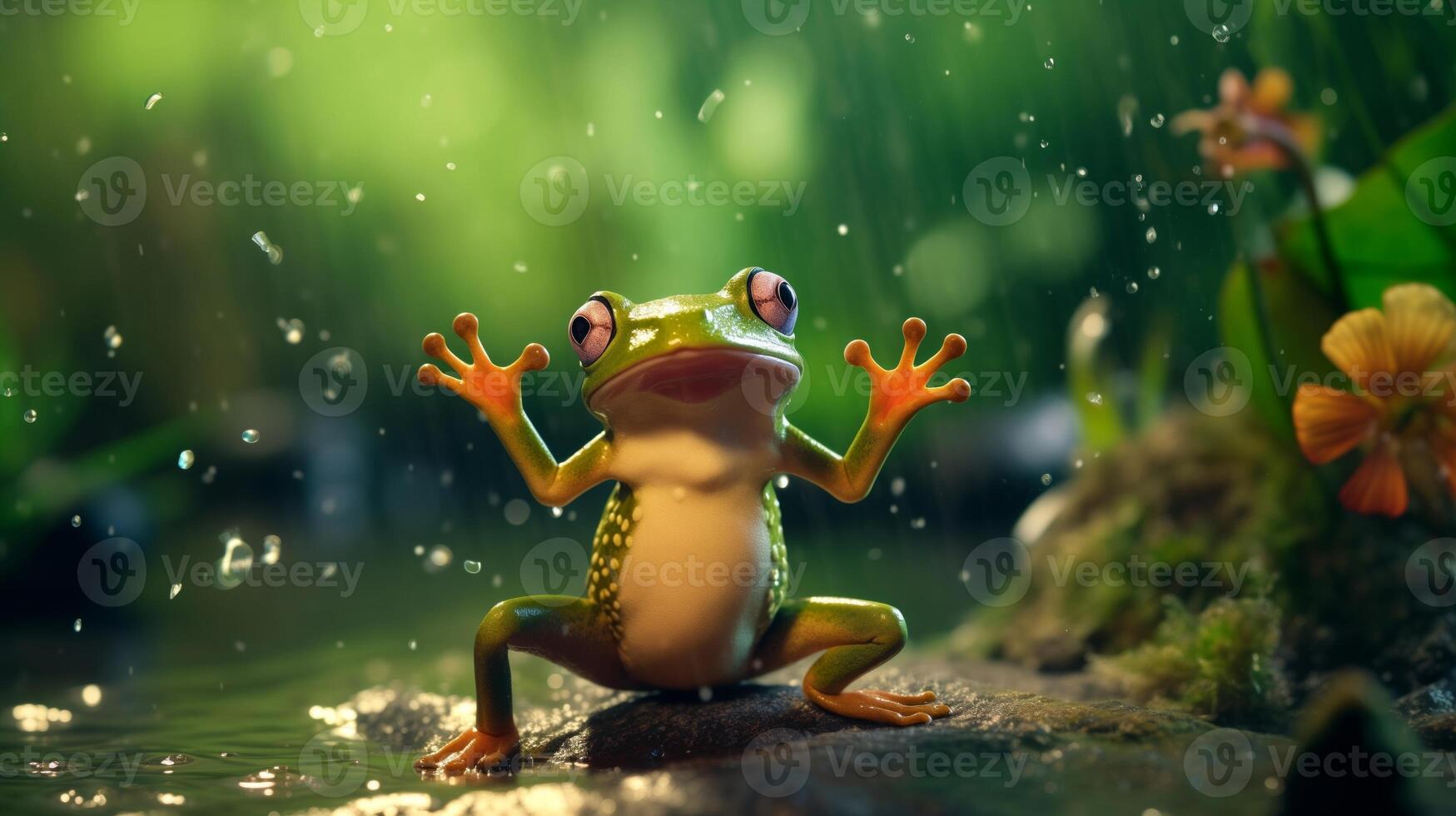 AI generated Happy frog dancing photo