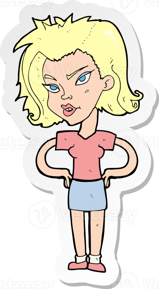 sticker of a cartoon woman with hands on hips png