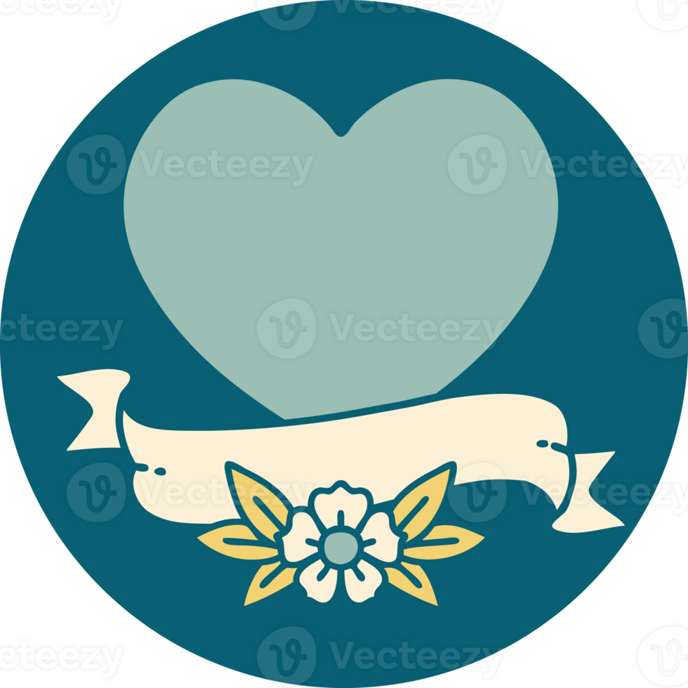 iconic tattoo style image of a heart and banner png