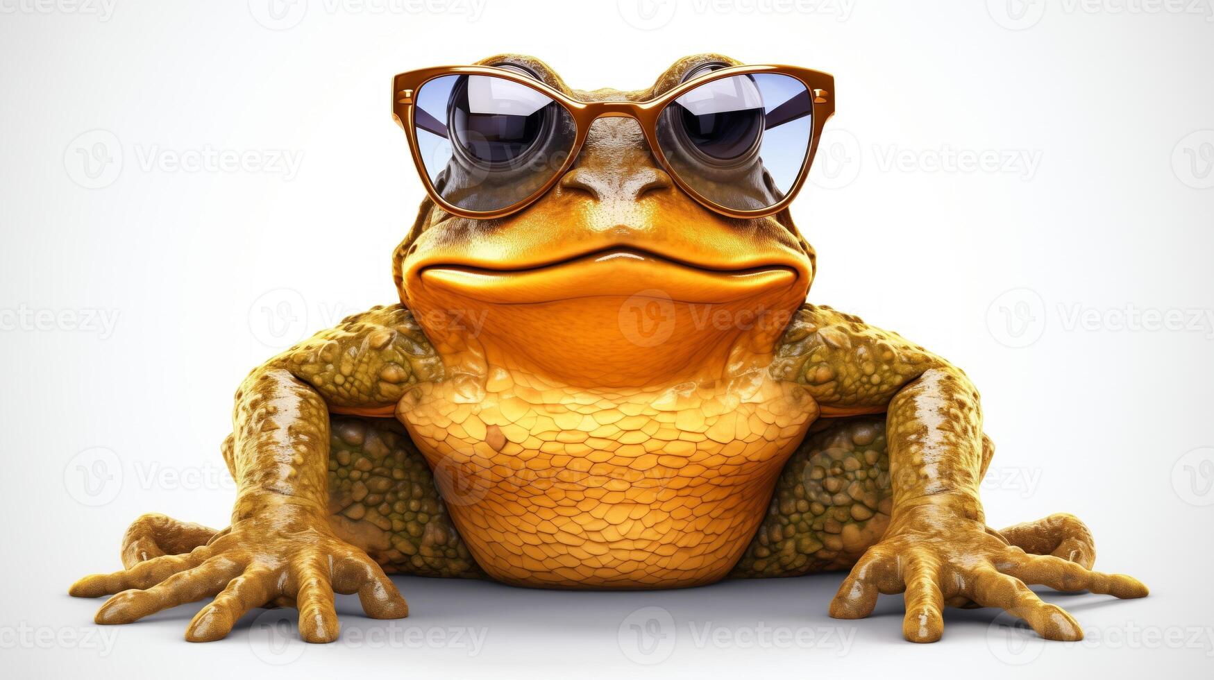 AI generated Chic Toad in glasses on white isolated background illustration. photo