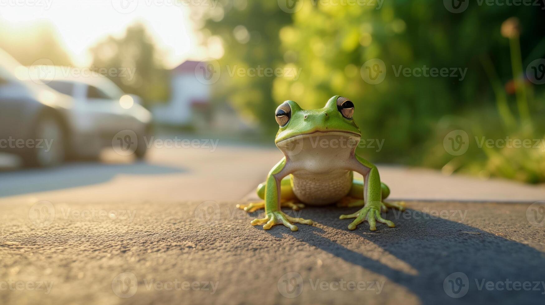 AI generated Frog in a road photo