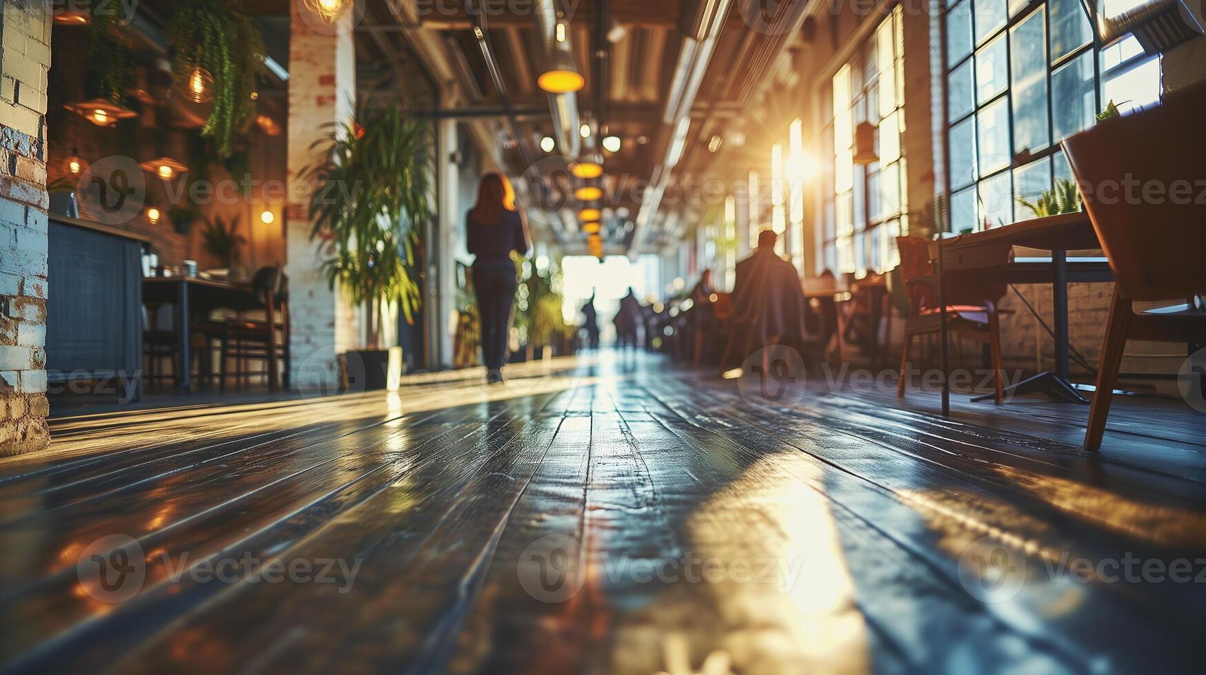 AI generated Office Interior with Reflective Glass Partitions, Contemporary Workspace Design, Blurred Concept of Corporate Business Environment photo