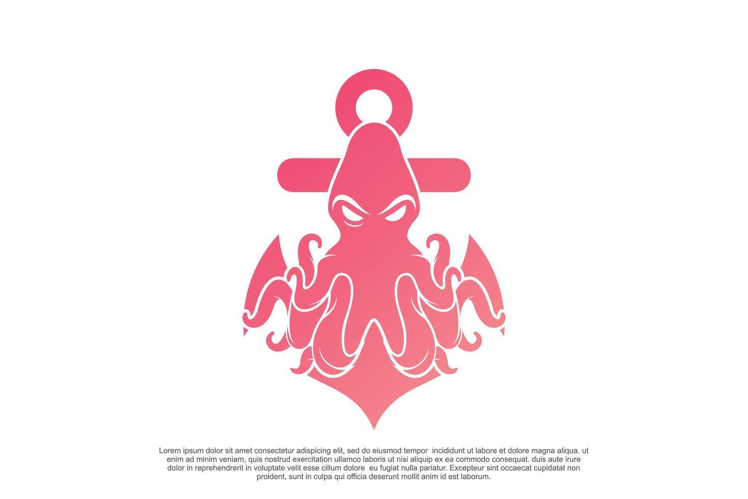 Octopus logo design with anchor unique concept Premium Vector