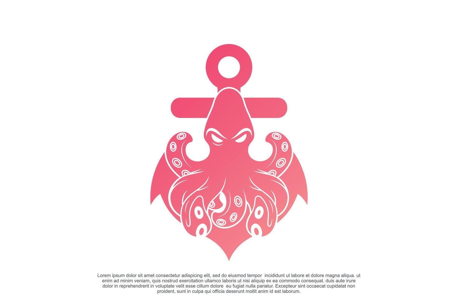 pulpo logo diseño con ancla único concepto prima vector