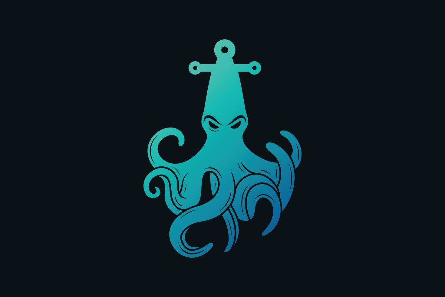 Octopus logo design with anchor unique concept Premium Vector