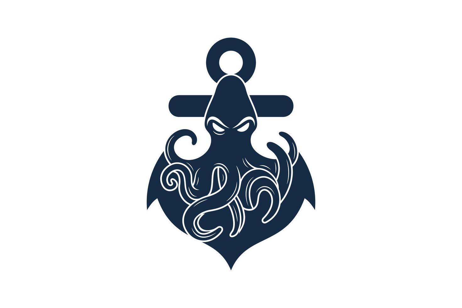 Octopus logo design with anchor unique concept Premium Vector