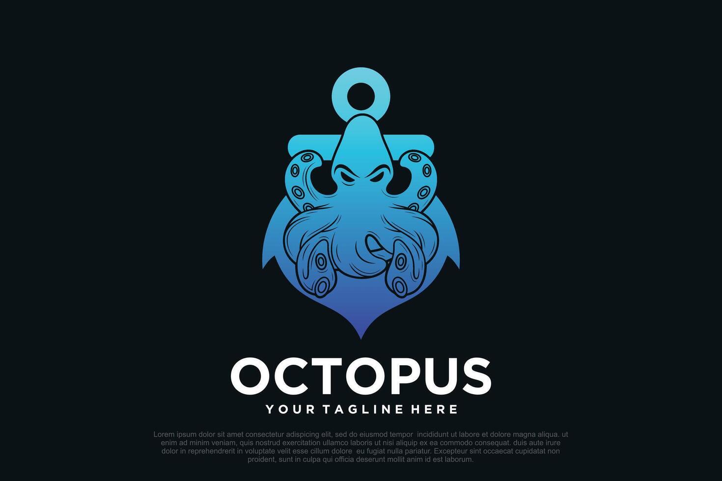 Octopus logo design with anchor unique concept Premium Vector