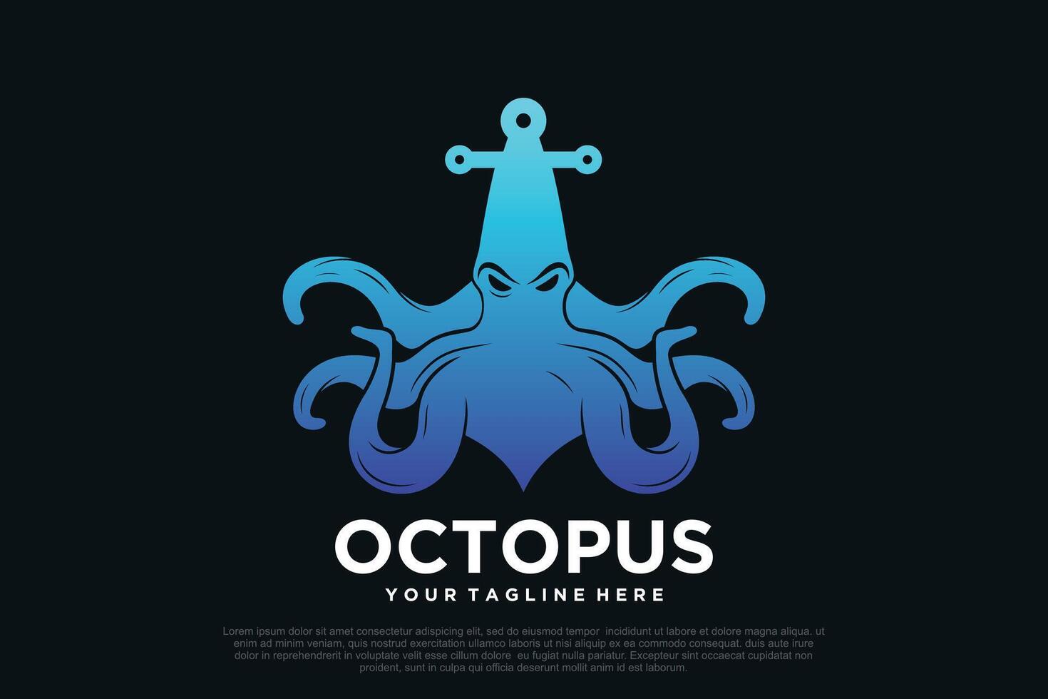 Octopus logo design with anchor unique concept Premium Vector