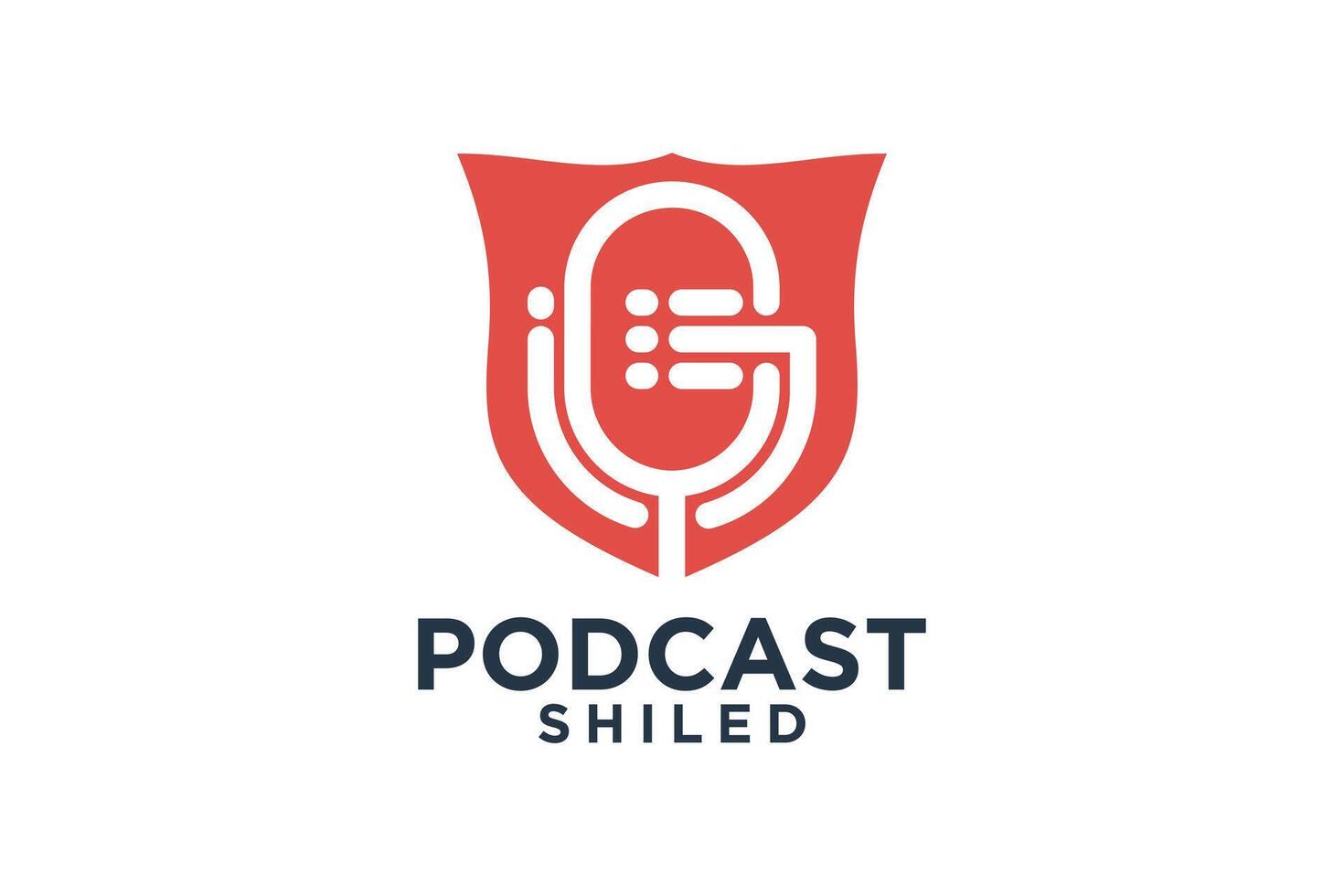 podcast shiled logo diseño creativo concepto estilo moderno parte 1 vector